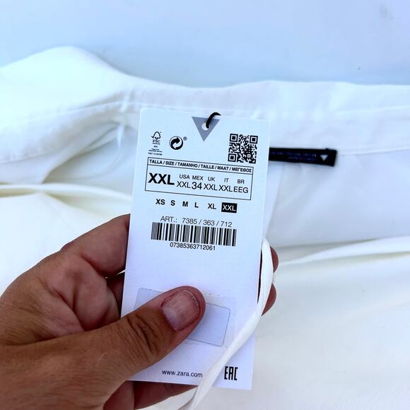 New Zara Cream White Mini Cut Out Dress Casual Bridal XXL 2XL Extra Large - Picture 8 of 9